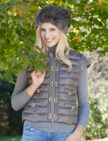 Signature Embellished Cap Sleeve Vest Black or Pewter