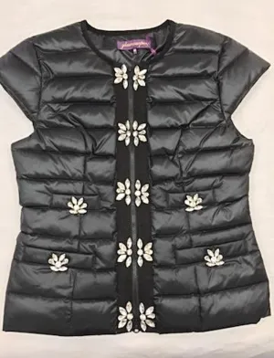 Signature Embellished Cap Sleeve Vest Black or Pewter