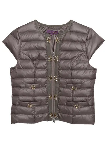 Signature Embellished Cap Sleeve Vest Black or Pewter