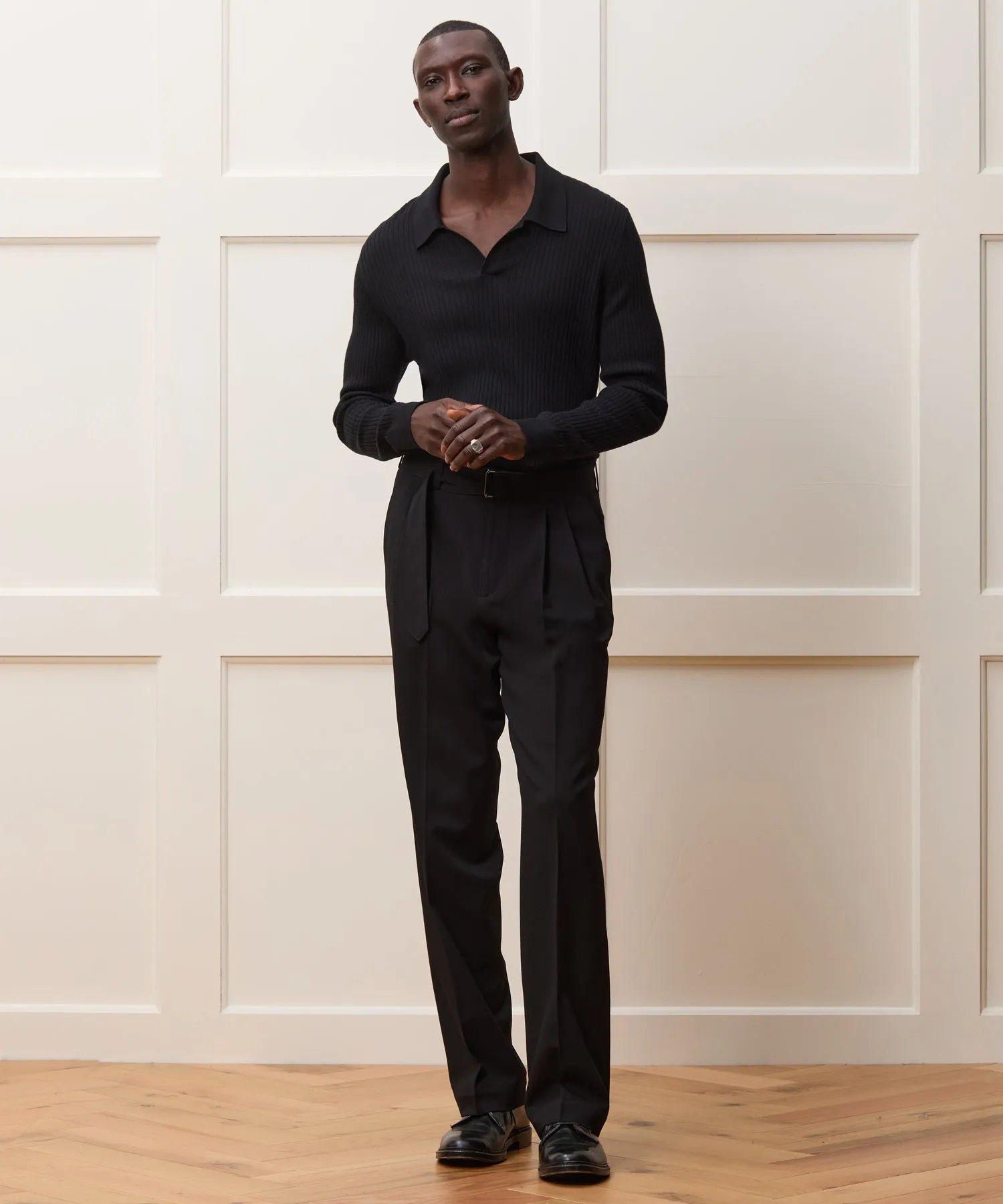 Silk-Cashmere Ribbed Sweater Polo