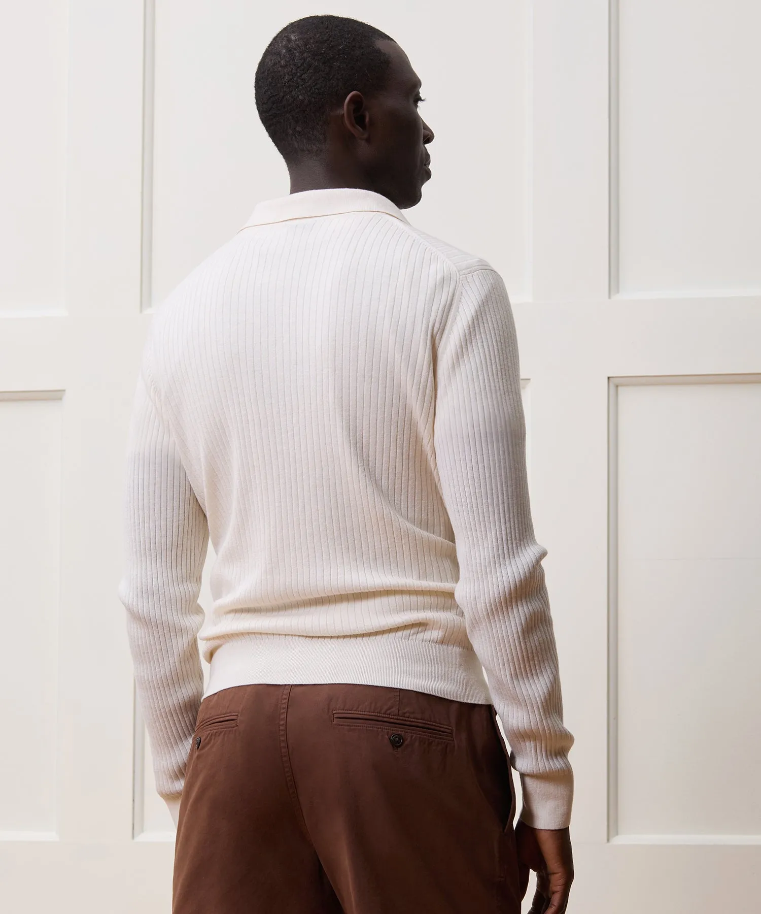 Silk-Cashmere Ribbed Sweater Polo