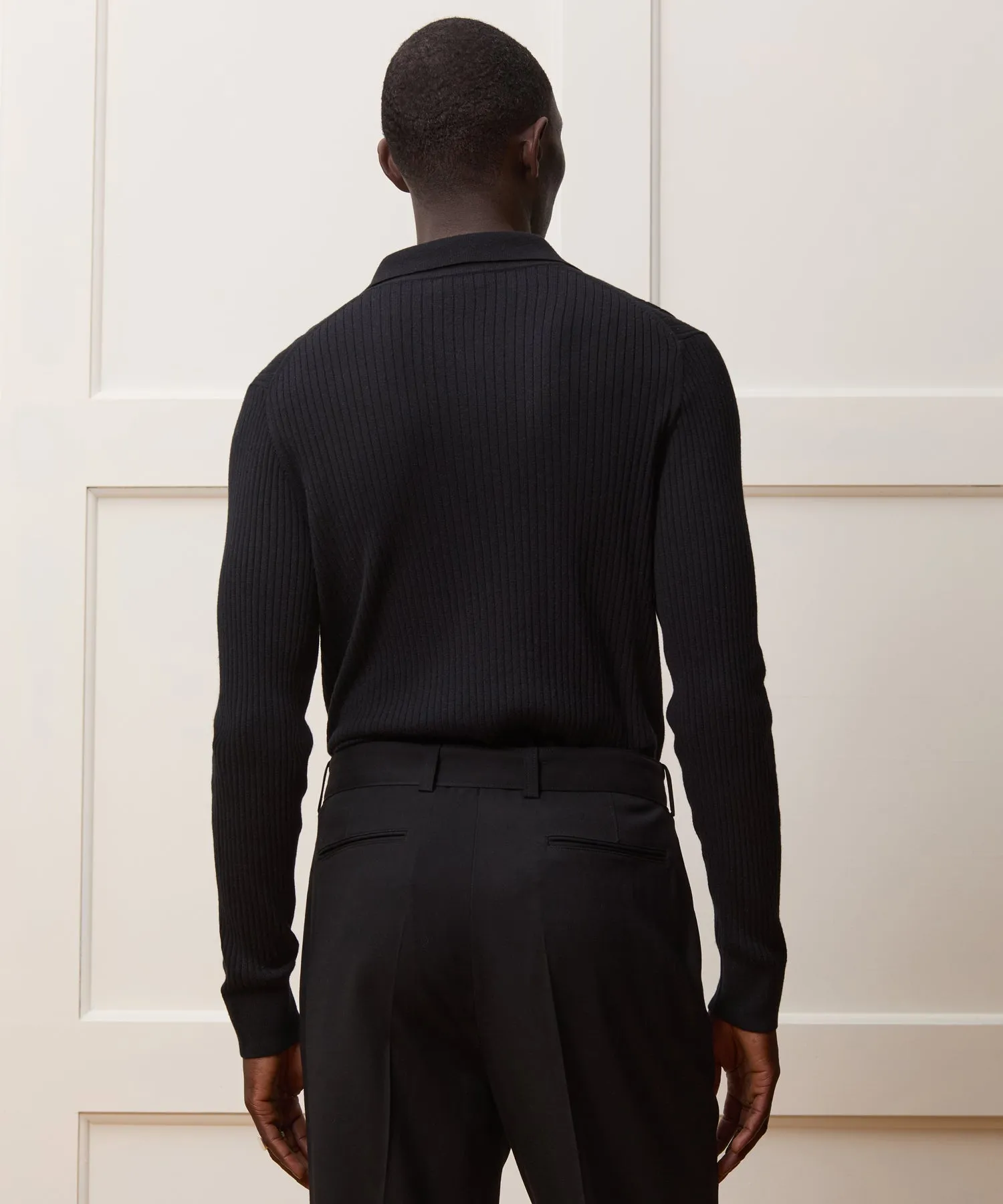 Silk-Cashmere Ribbed Sweater Polo