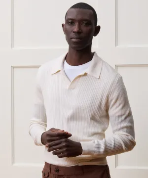 Silk-Cashmere Ribbed Sweater Polo