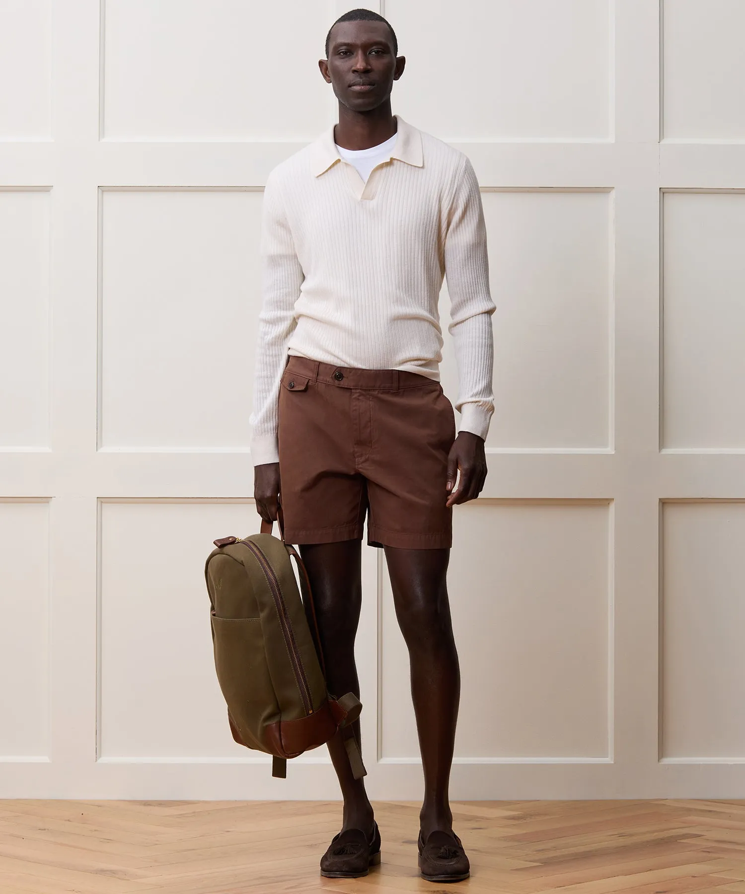 Silk-Cashmere Ribbed Sweater Polo