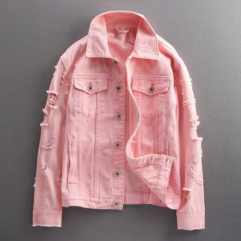 Slim Fit Ripped Denim Jacket