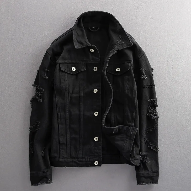Slim Fit Ripped Denim Jacket