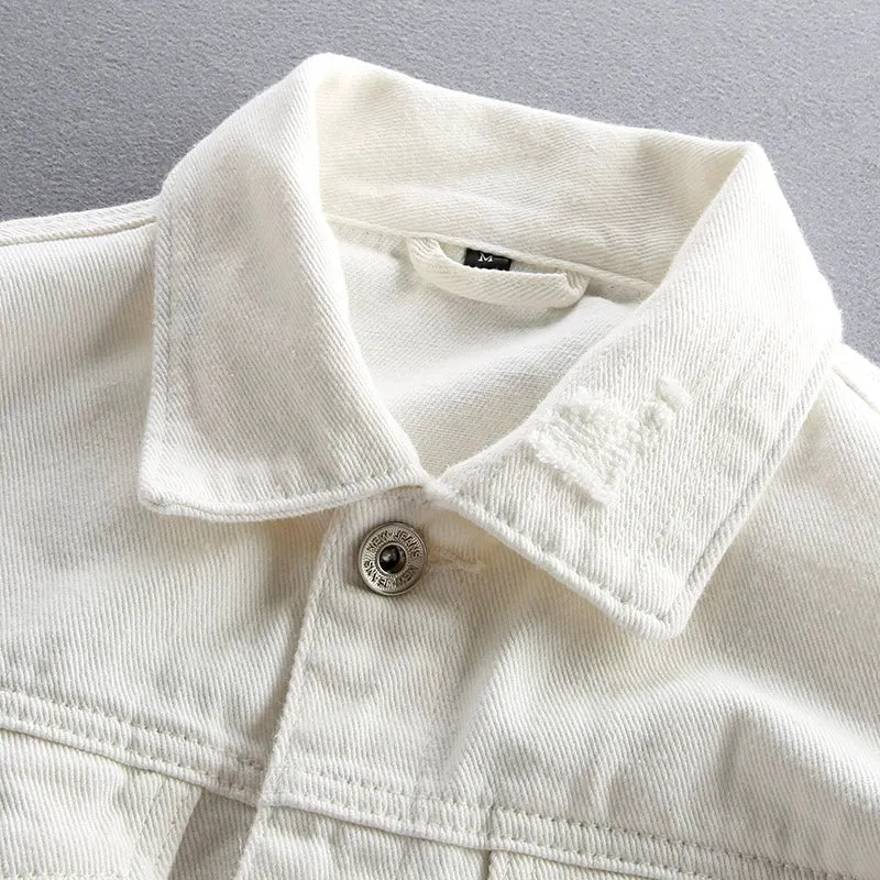 Slim Fit Ripped Denim Jacket