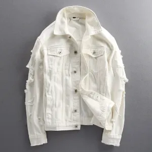 Slim Fit Ripped Denim Jacket