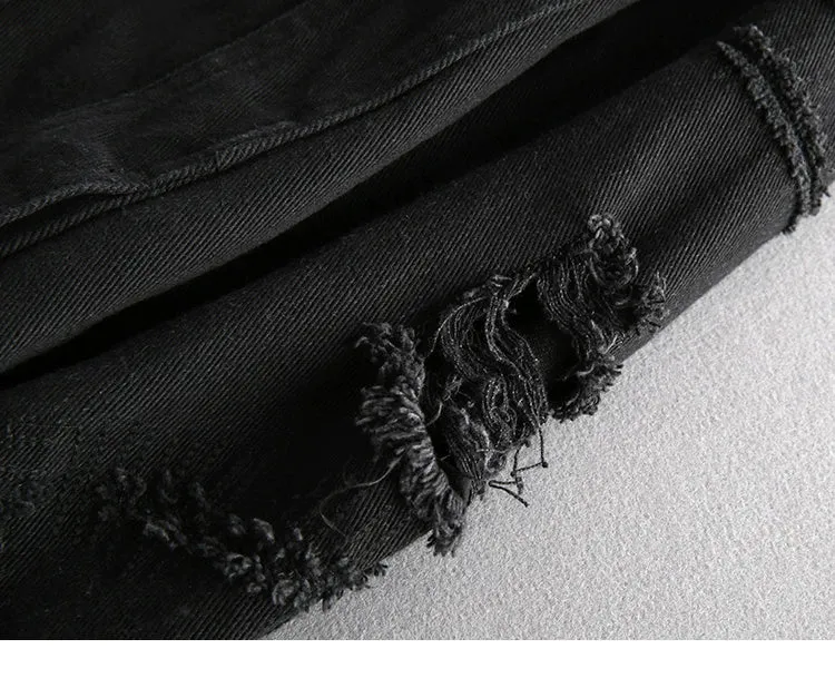 Slim Fit Ripped Denim Jacket