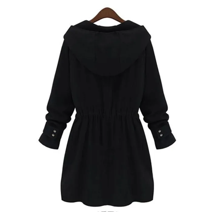 Slim Waist Hooded Coat Casual Outwear