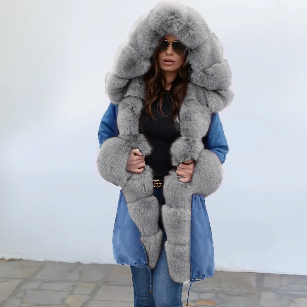 Slim Warm Women's Jacket Long Hooded Coat Camouflage Plush Coat