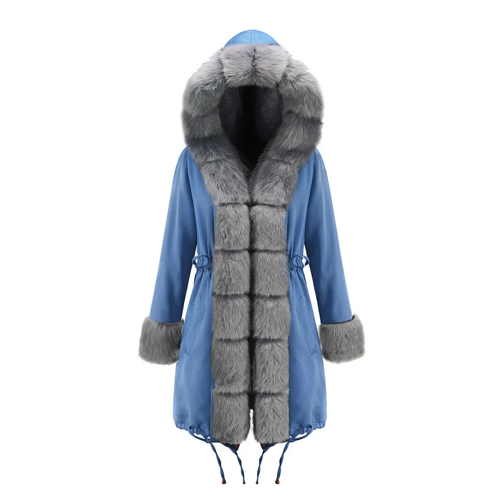 Slim Warm Women's Jacket Long Hooded Coat Camouflage Plush Coat