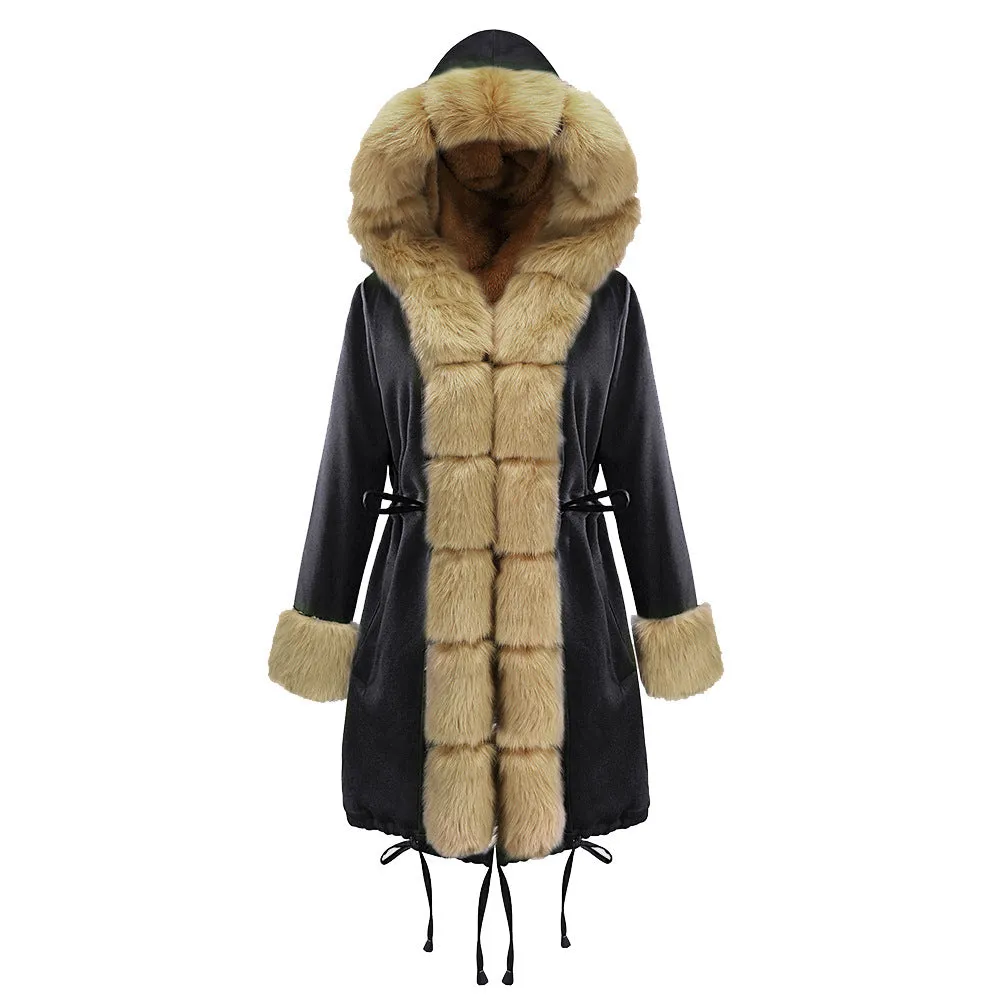 Slim Warm Women's Jacket Long Hooded Coat Camouflage Plush Coat
