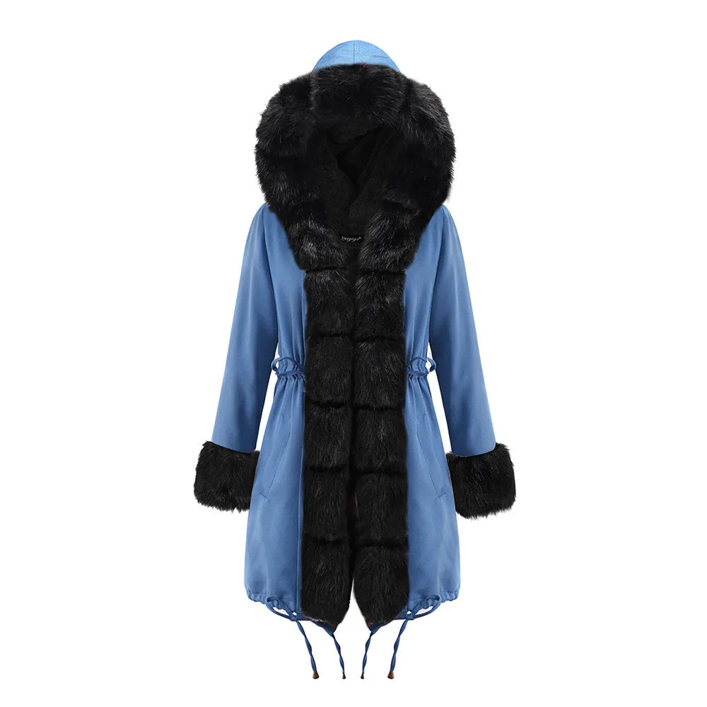 Slim Warm Women's Jacket Long Hooded Coat Camouflage Plush Coat