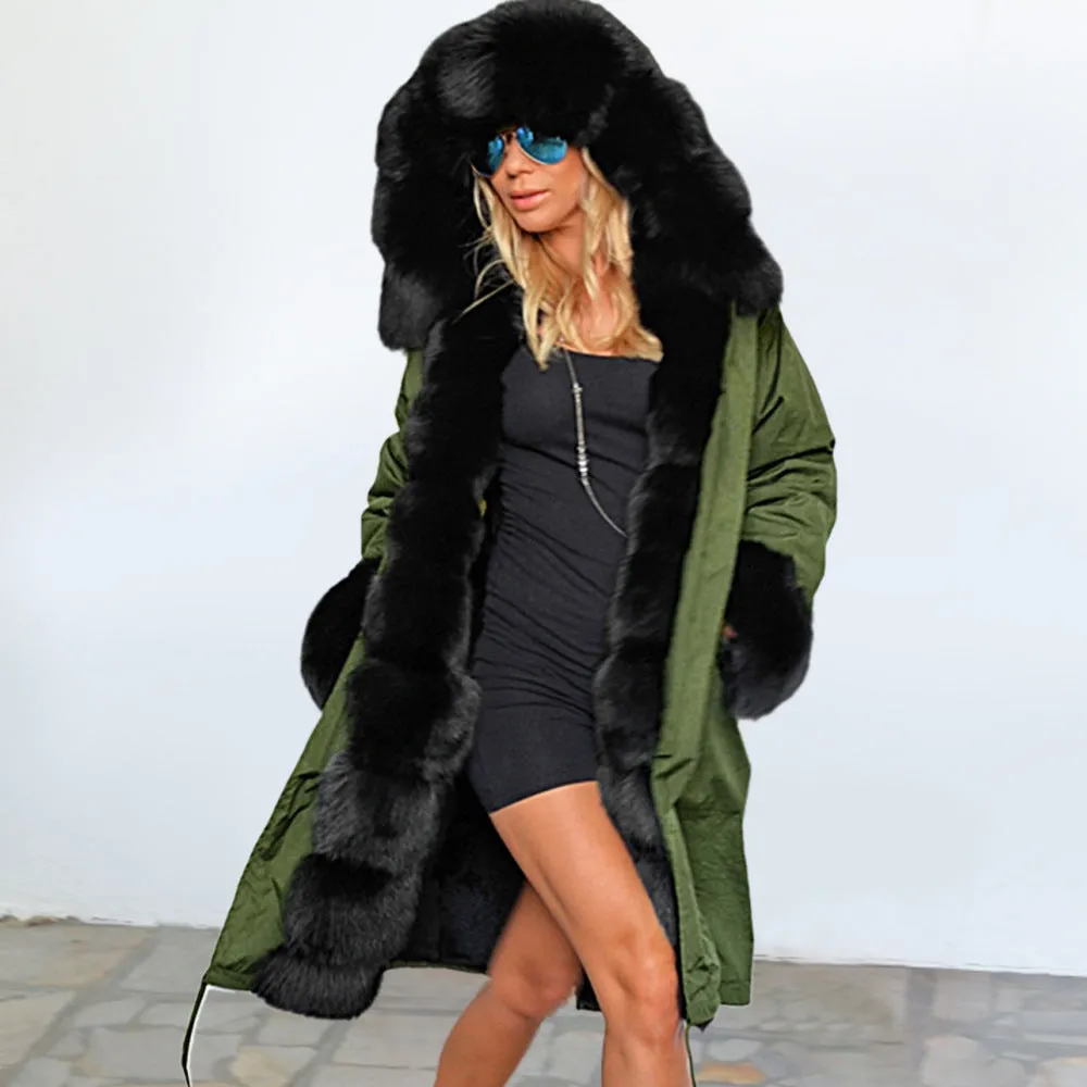 Slim Warm Women's Jacket Long Hooded Coat Camouflage Plush Coat
