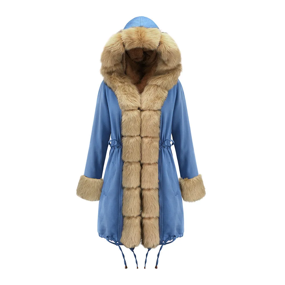 Slim Warm Women's Jacket Long Hooded Coat Camouflage Plush Coat
