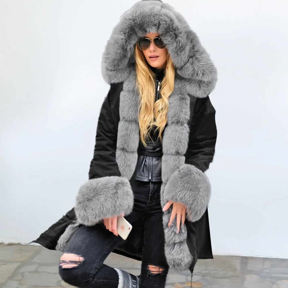 Slim Warm Women's Jacket Long Hooded Coat Camouflage Plush Coat