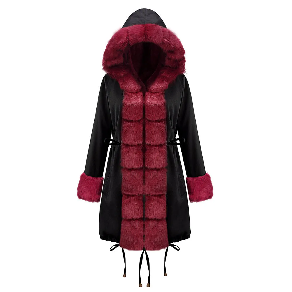 Slim Warm Women's Jacket Long Hooded Coat Camouflage Plush Coat