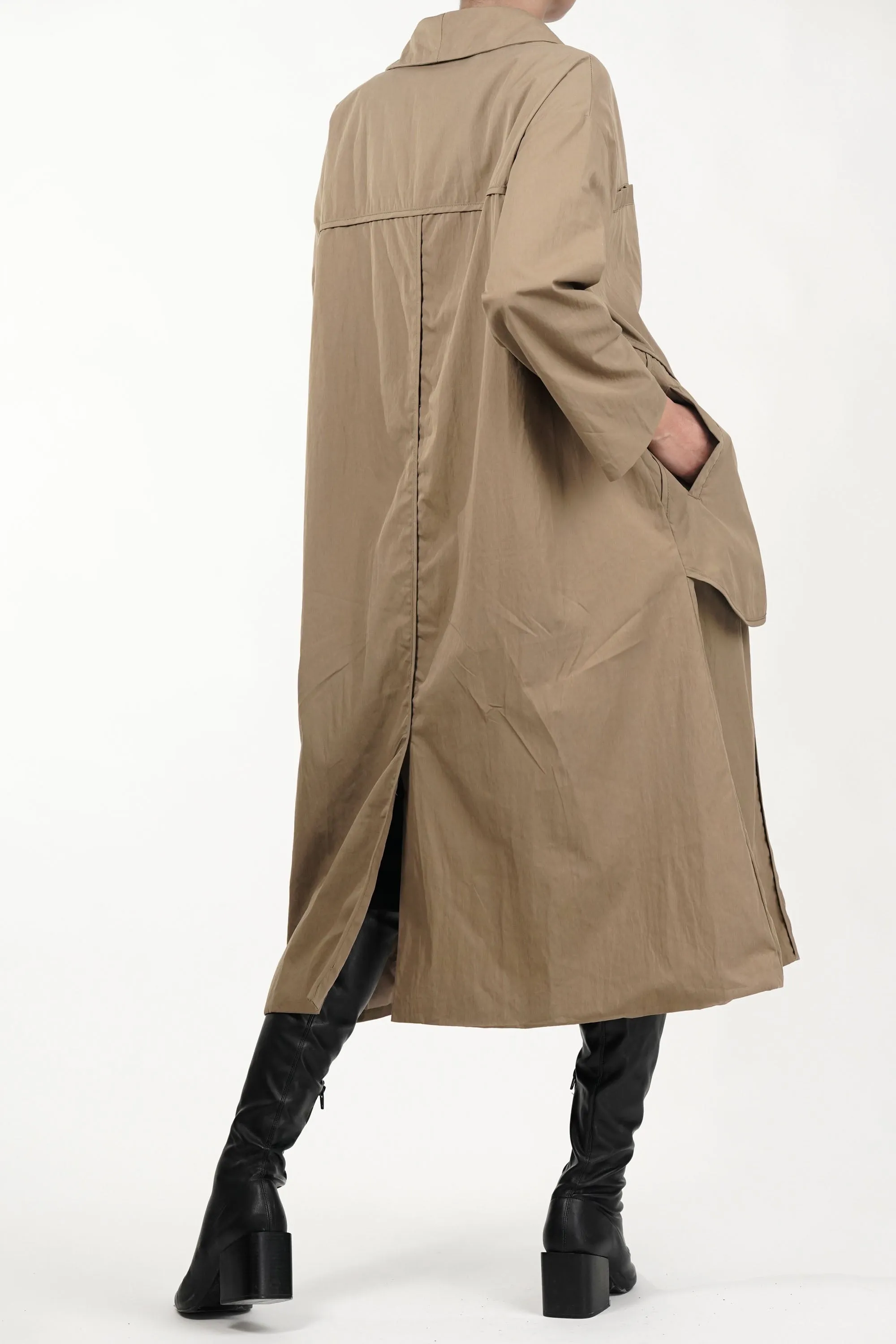Snap Buckle Panelled Trench Coat