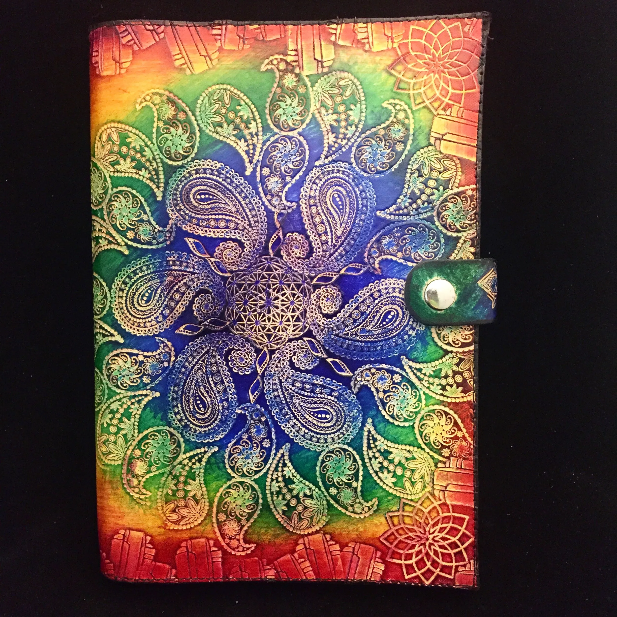 Stamped Leather Journal - Paisley Mandala