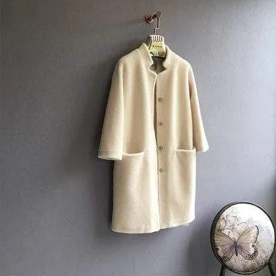 Stand Collar Female Merino Sheep Fur Women Coat