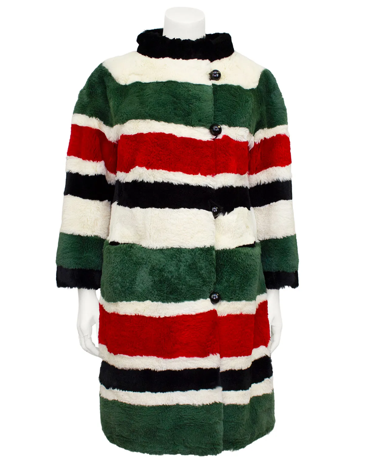 Striped Sheared Beaver Mini Coat
