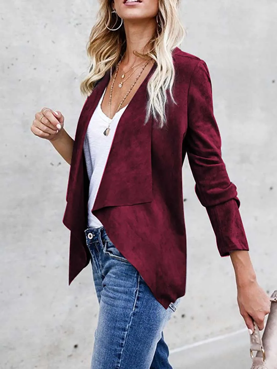 Stunncal Faux Buckskin Velvet Casual Jacket