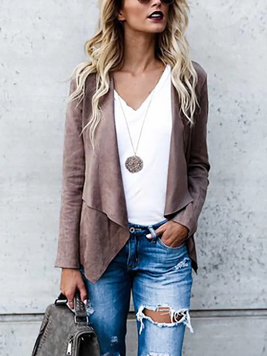 Stunncal Faux Buckskin Velvet Casual Jacket