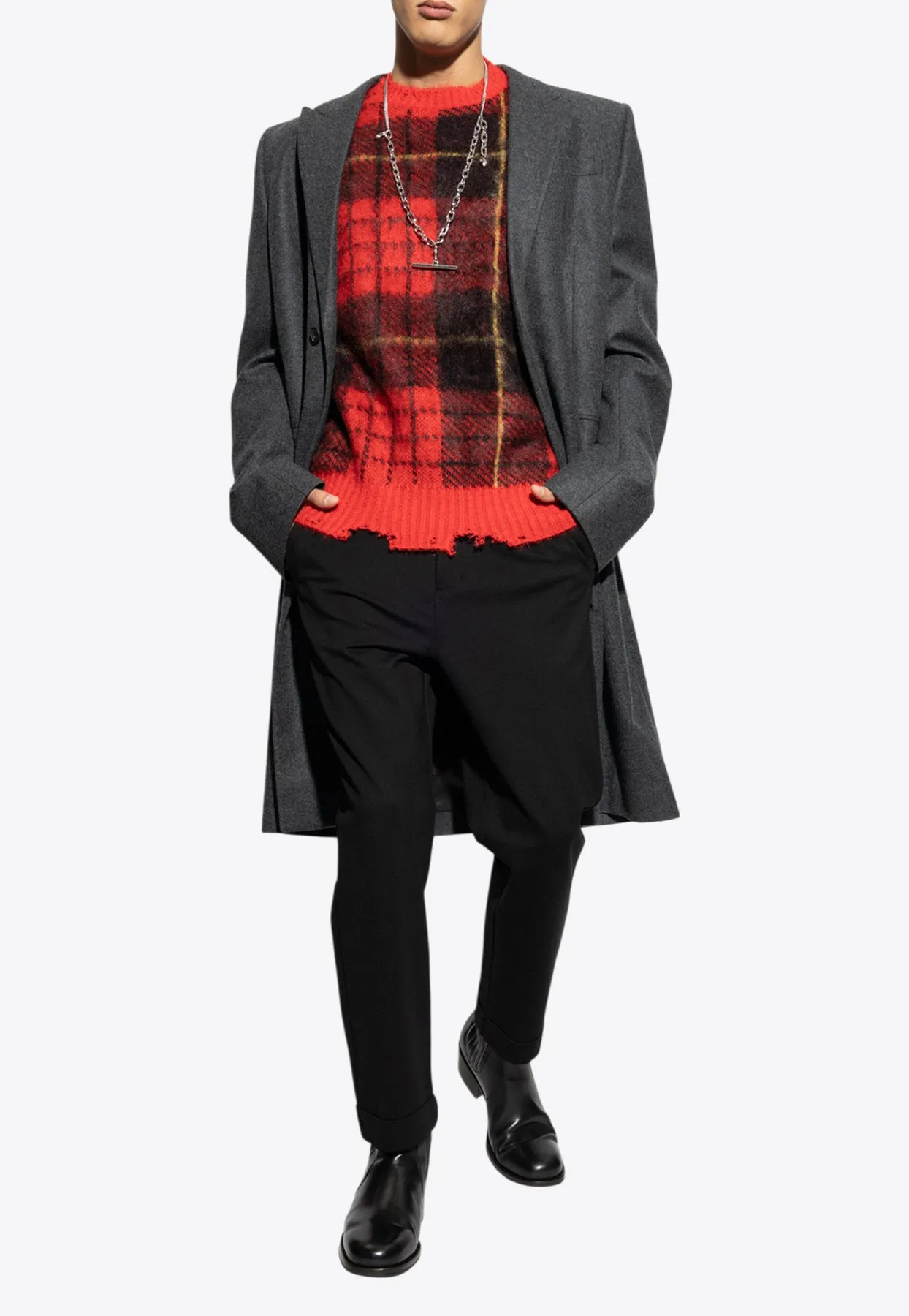 T-bar Single-Breasted Wool Coat
