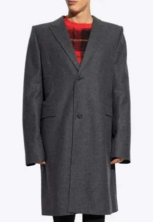 T-bar Single-Breasted Wool Coat
