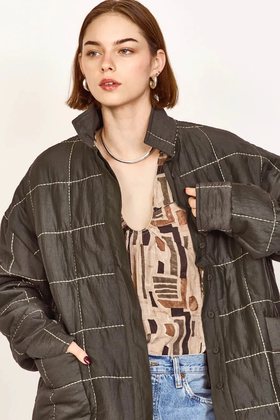 Tahoe Quilted Jacket in Black Olive