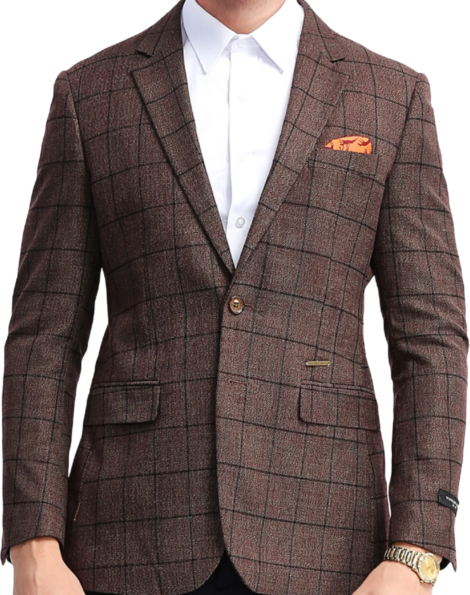 Tazzio Windowpane Slim Fit Jacket - Brown