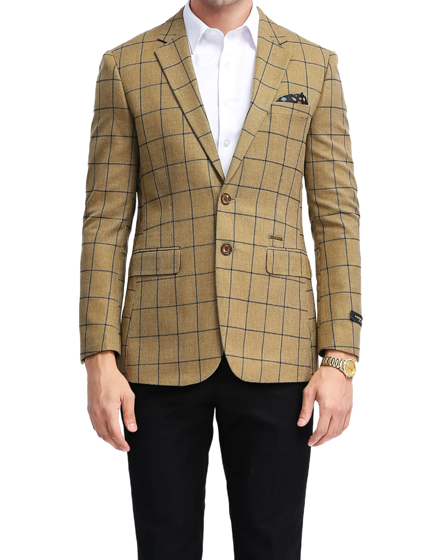 Tazzio Windowpane Slim Fit Jacket - Gold