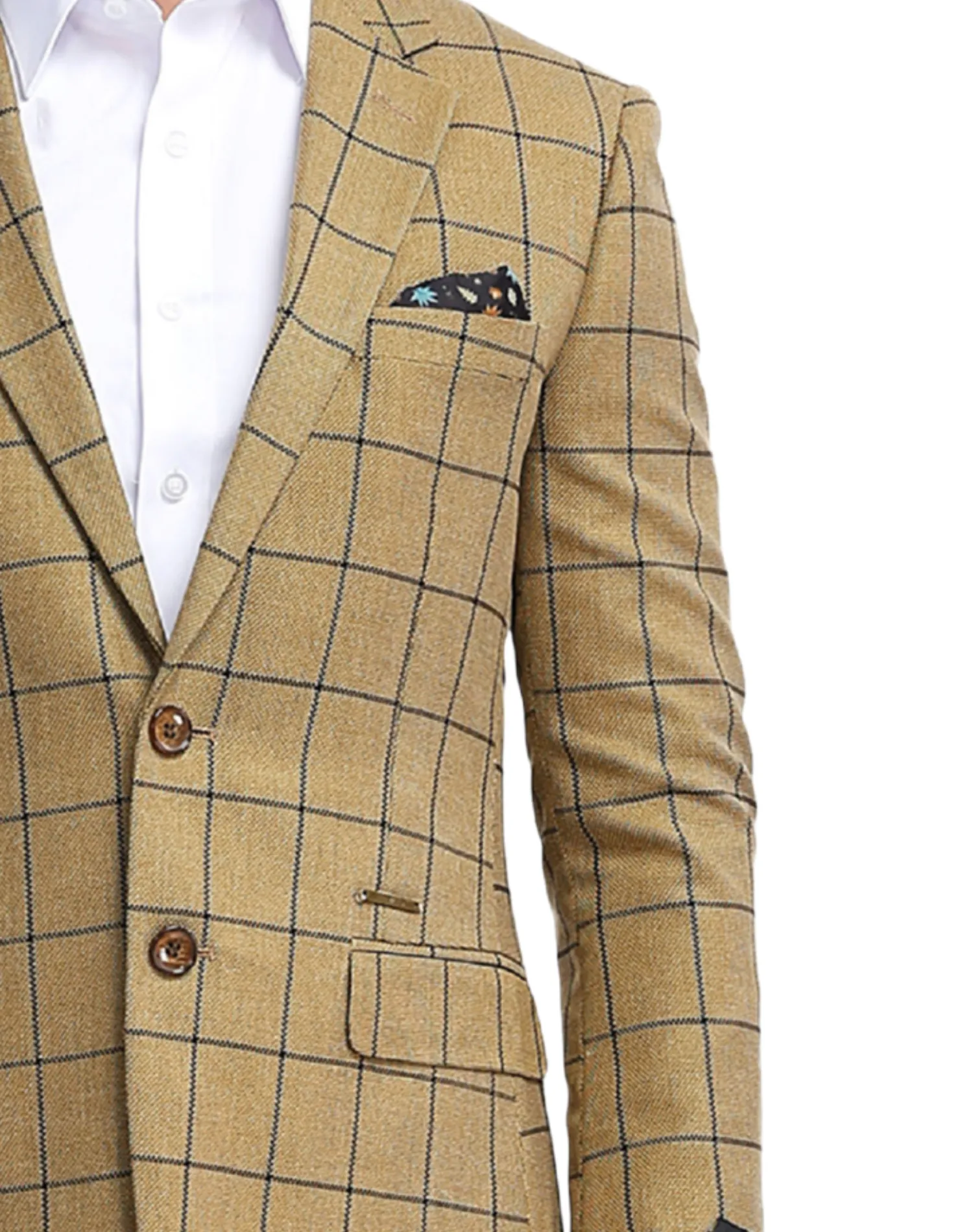 Tazzio Windowpane Slim Fit Jacket - Gold