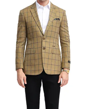 Tazzio Windowpane Slim Fit Jacket - Gold