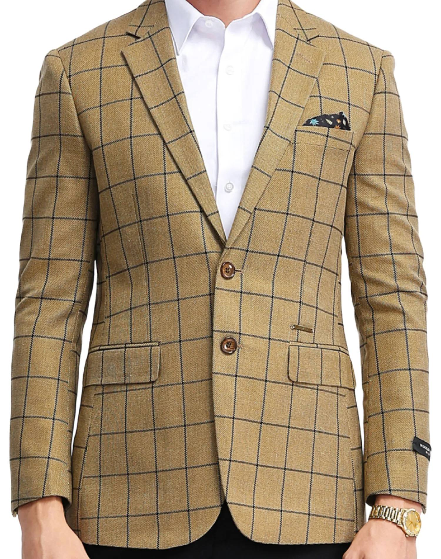 Tazzio Windowpane Slim Fit Jacket - Gold