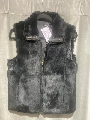 Theory Black Fur Vest with zipper