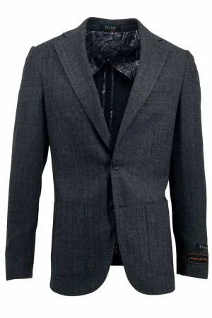 Tiglio Luxe Charcoal Gray With Stripes Veneto/THP Slim Fit Half Lined, Pure Wool Jacket TL3321