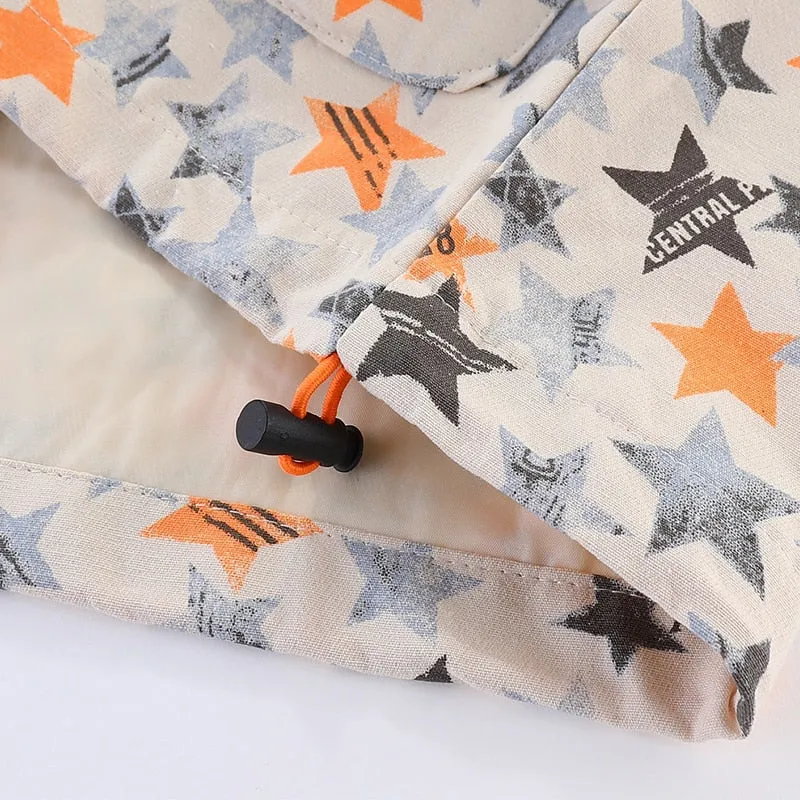 Toddler Girls Zip Up Stars Print Hoodies Windbreaker Jacket - Yellow, Green, Red