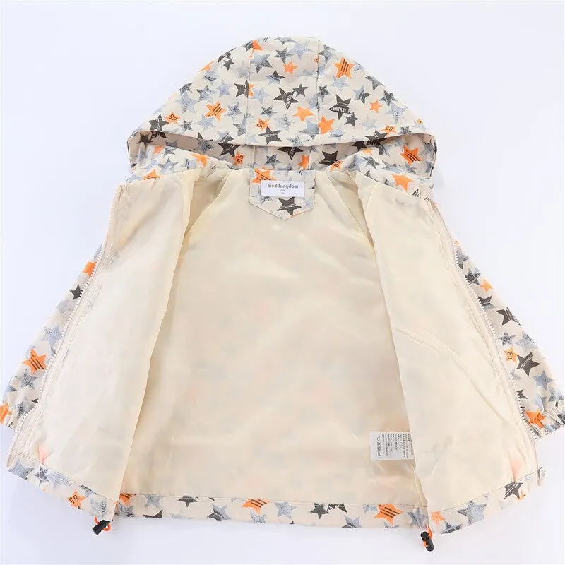Toddler Girls Zip Up Stars Print Hoodies Windbreaker Jacket - Yellow, Green, Red