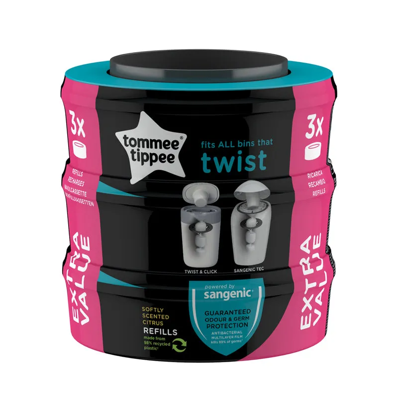 Tommee Tippee Sangenic Twist and Click Cassettes x 3