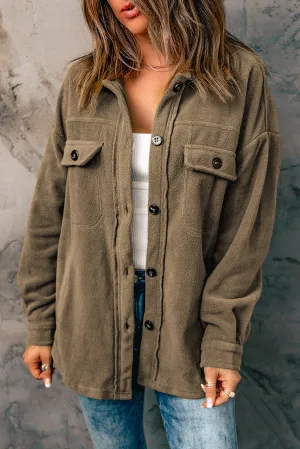 Turn Collar Buttoned Shirt Jacket