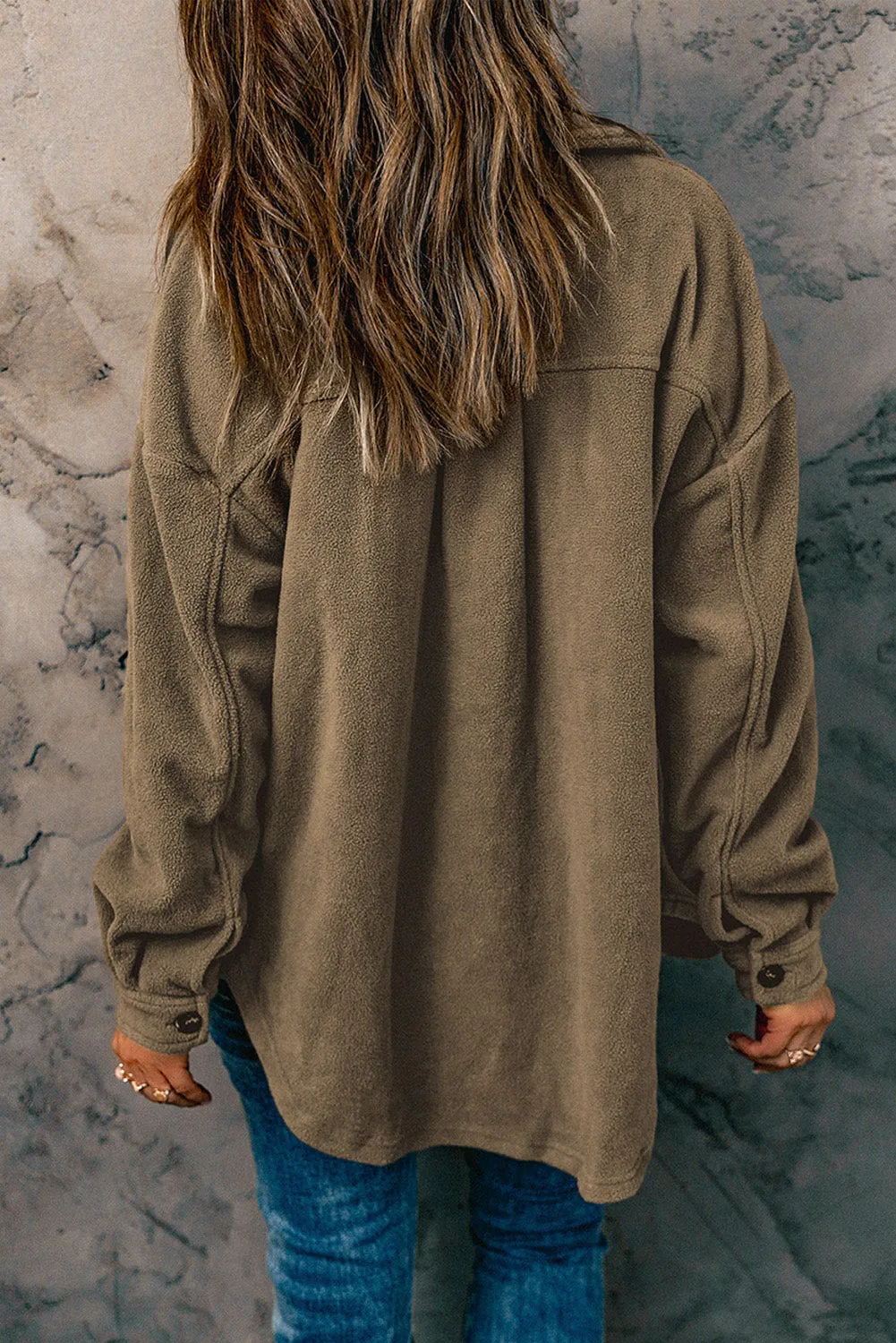 Turn Collar Buttoned Shirt Jacket