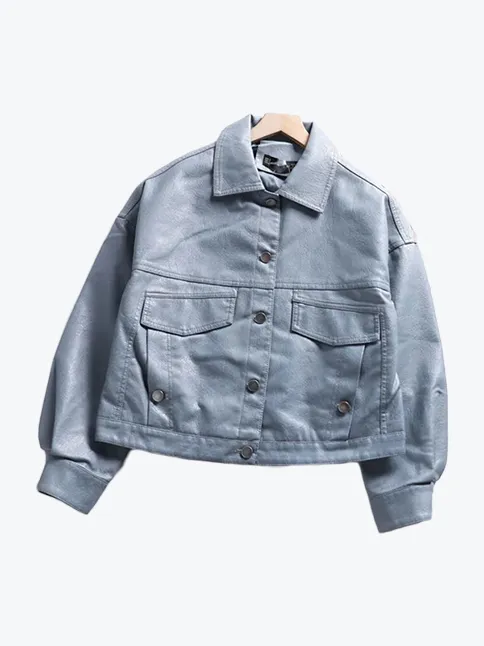 Turn-Down Collar Solid Color Jacket