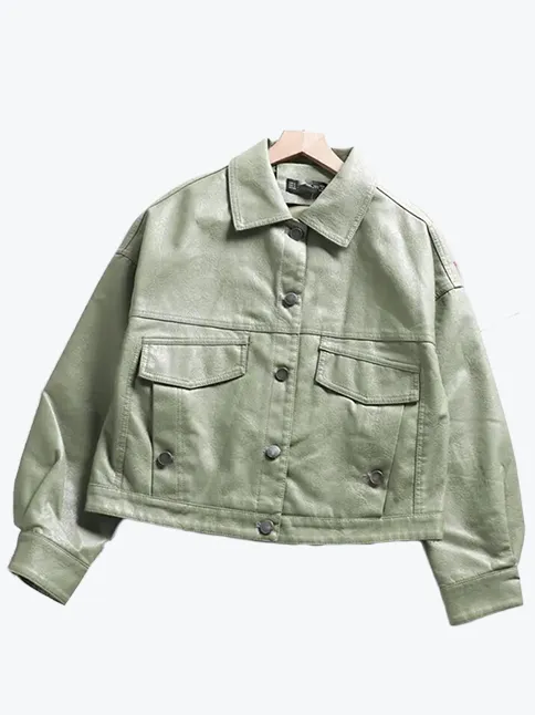 Turn-Down Collar Solid Color Jacket