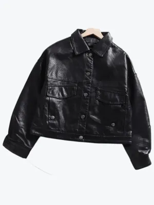 Turn-Down Collar Solid Color Jacket
