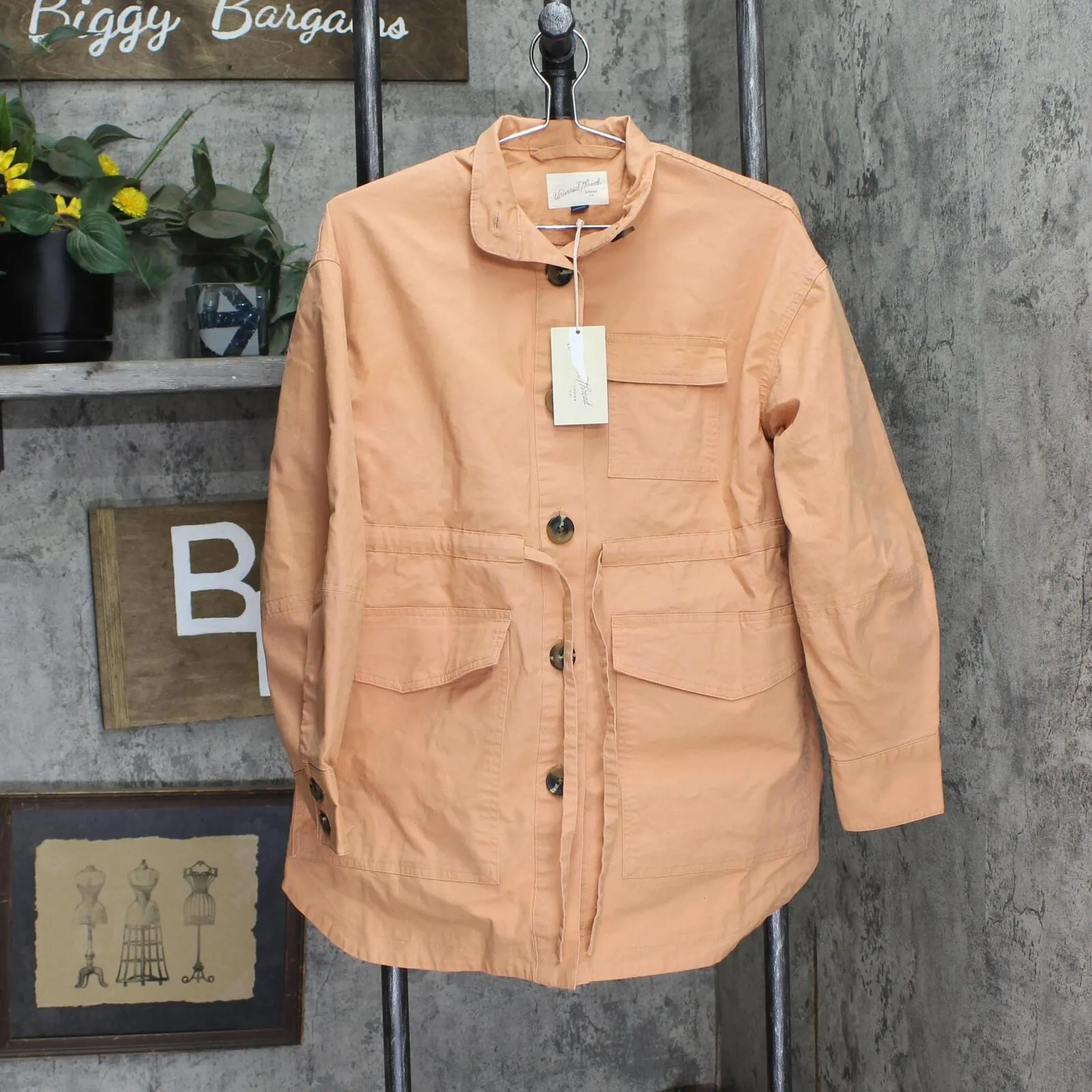 Universal Thread Women's Utility Button Up Coat Jacket 84021220 Coral Orange XS