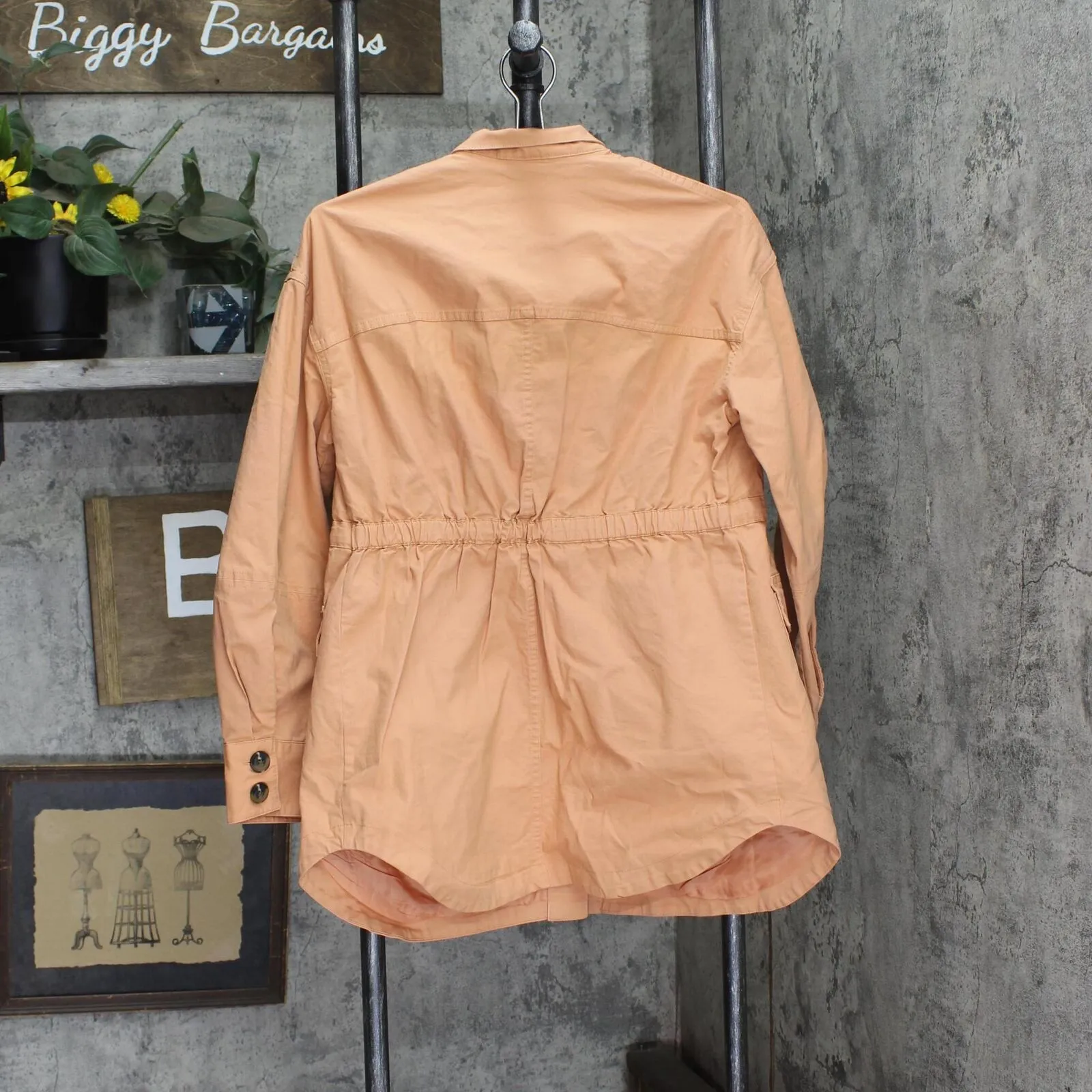 Universal Thread Women's Utility Button Up Coat Jacket 84021220 Coral Orange XS