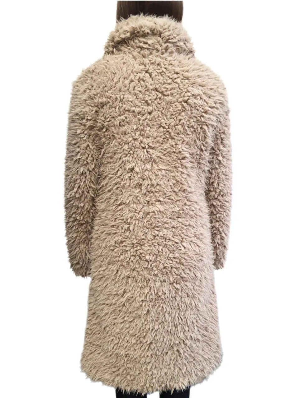 UNREAL FUR Women's Beige Mocha De La Cream Vtgan Fur Coat #Dela Small NWT
