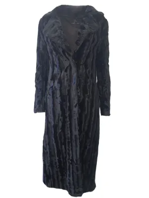 UNREAL FUR Women's Black Velvet Vegan Fur Underground Coat #8900465 Small NWT
